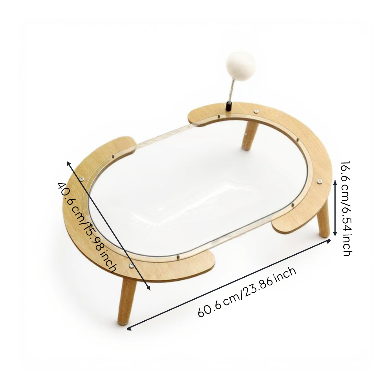 Wooden cat bed with acrylic window