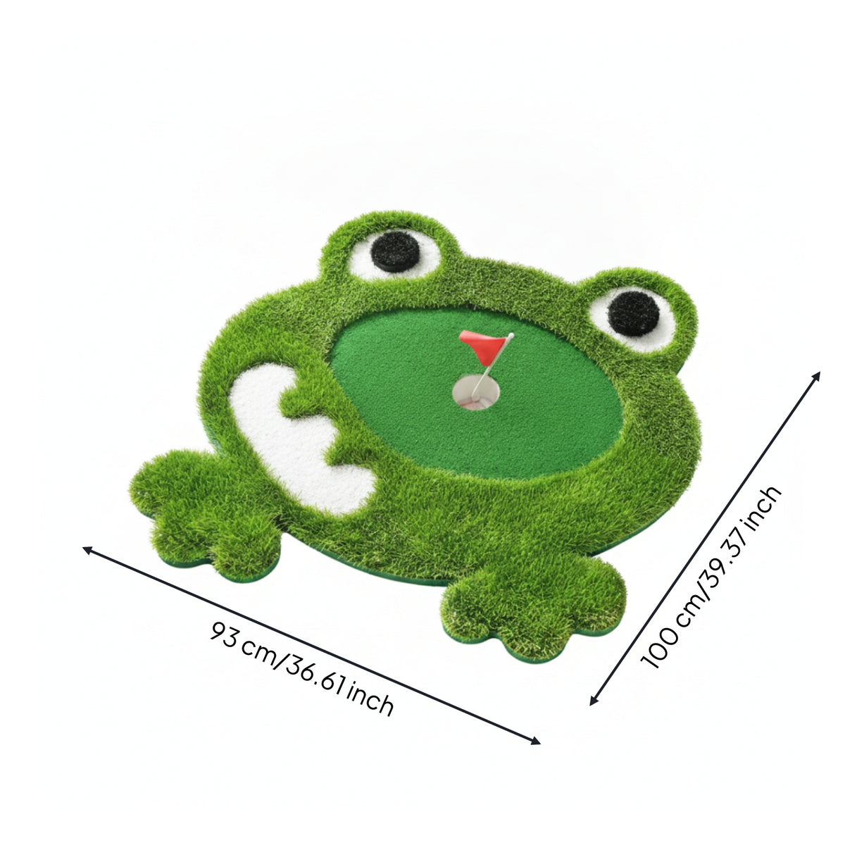 Central Cup Hole Frog Putting Mat Raised Eyes Floating Golf Putting Mat Target Marker Floating Golf Green Artificial Grass