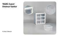 6 Drawer Storage Box Space Saving 6 Drawer Organizer Light Blue for Office