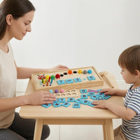 Wooden Math Box Beige Counting Toy Tray