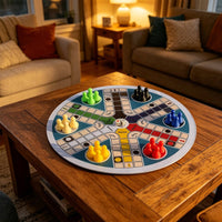 Round Flying Chess Board Family Fun 6 Player Ludo Game Set Portable Circular Board Game for Kids, Party, Travel, Outdoor