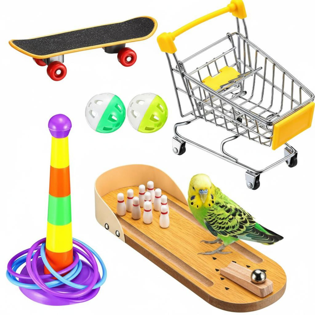 7 Pieces Parrot Toy Set Bright Colors Bird Training Toy Kit Long-Lasting