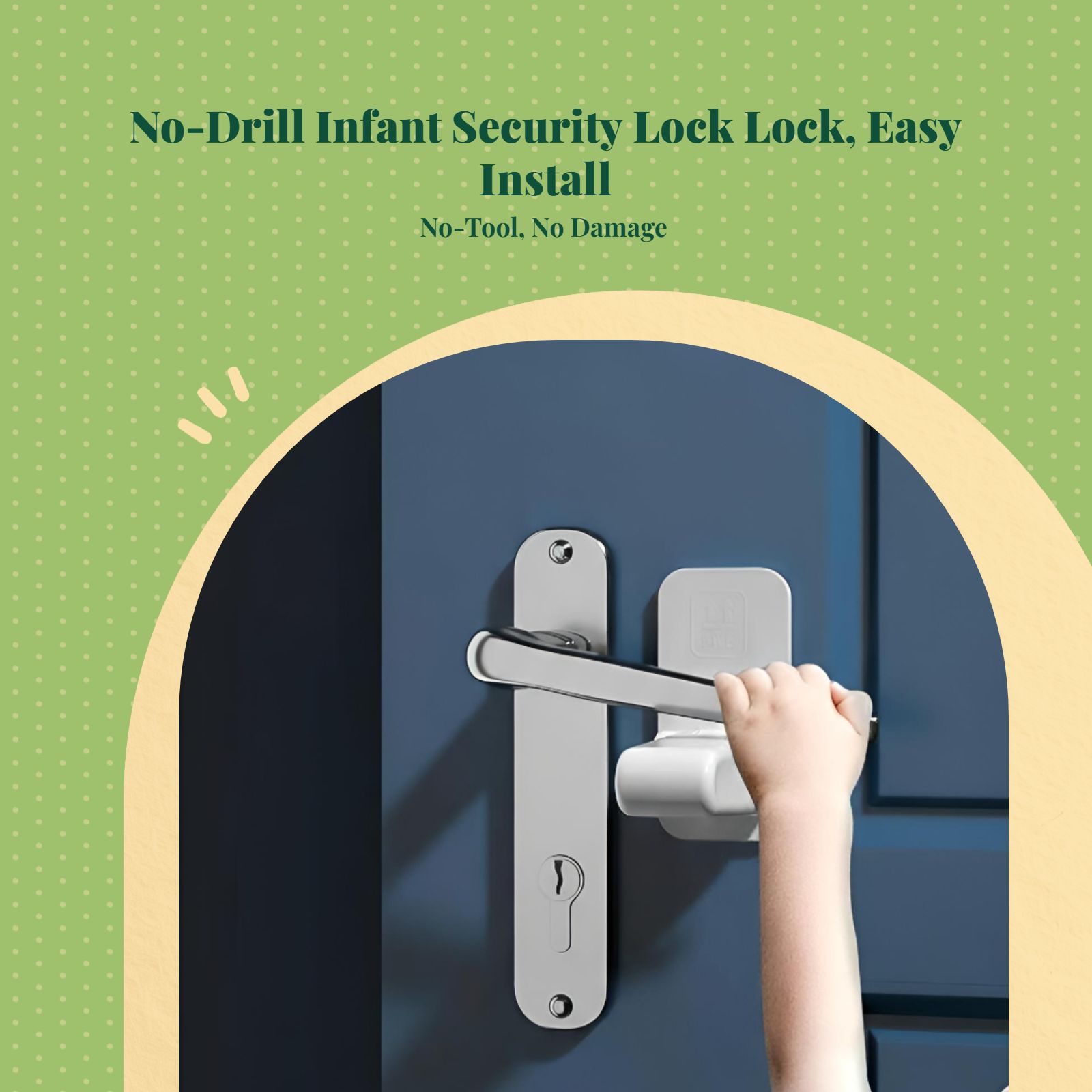 Child Resistant Door Lock, Easy Installation, Restricts Rotation, Infant Protection, Pet Barrier, No Tools Needed, Multi-Functional