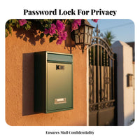 Wall Mount Mailbox Includes 2 Lock Openers Key Lock Mail Container Combination Lock Post Box Viewing Window Steel Letter Box