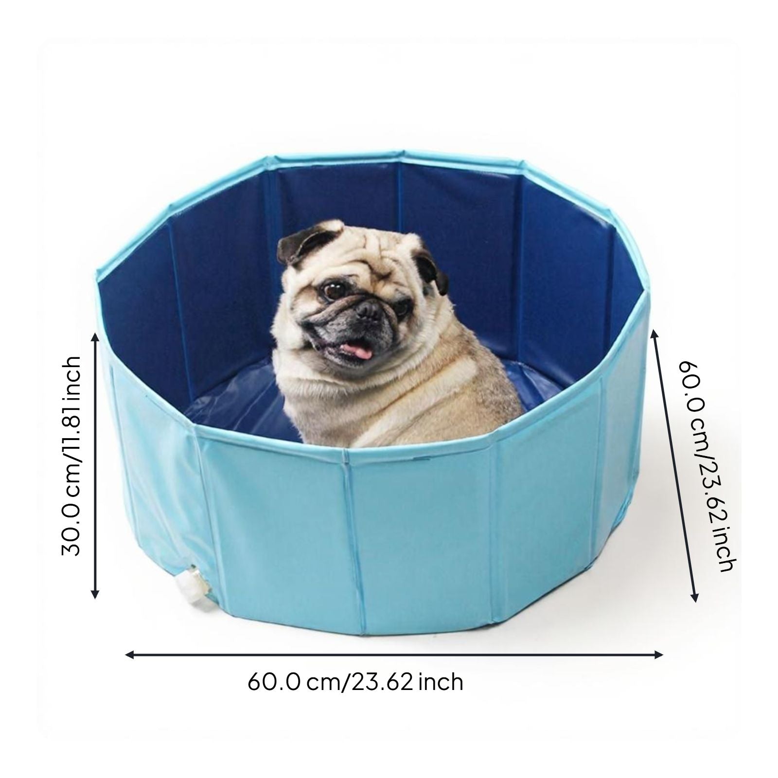 Foldable pet bath, easy drain