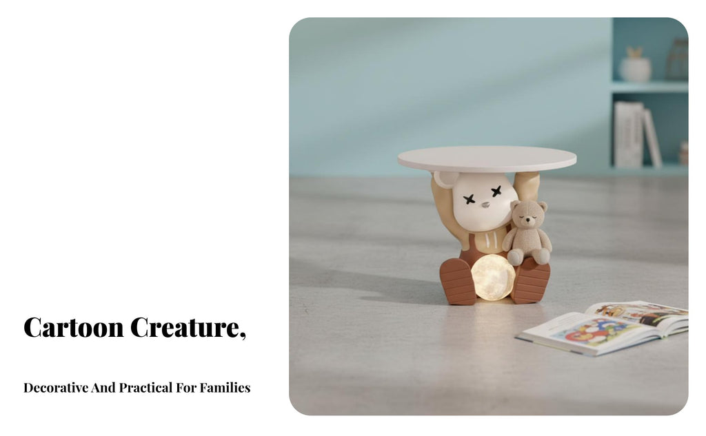 animalShaped Nightstand with Light Space-Saving Animal Sculpture light for Children