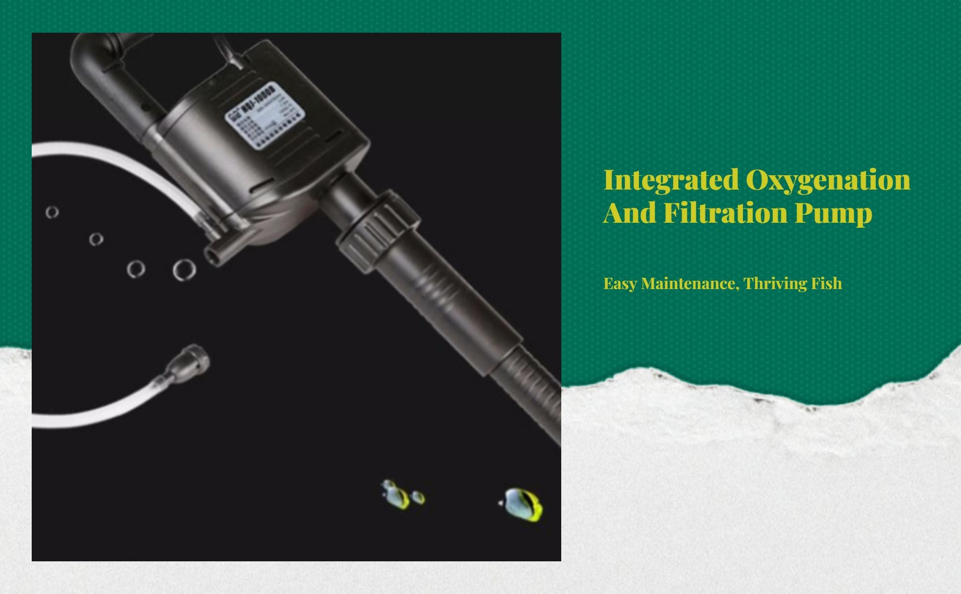 Immersible aquatic pump, high height, extremely quiet, multi-functional aquatic habitat purifier, oxygenation for fish tanks