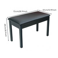 Padded Piano Stool Square Legs Music Seat Dark Wood Tone Finish