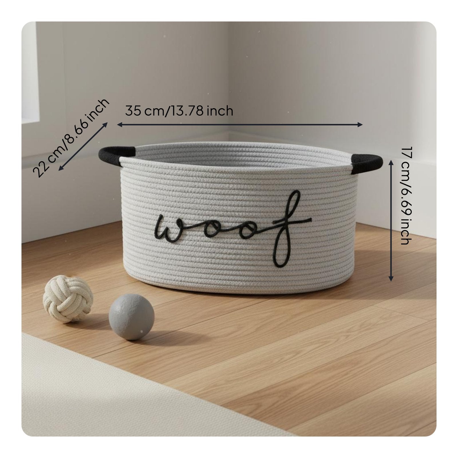Woof Storage Basket With Handles Dog Toy Basket for Playroom