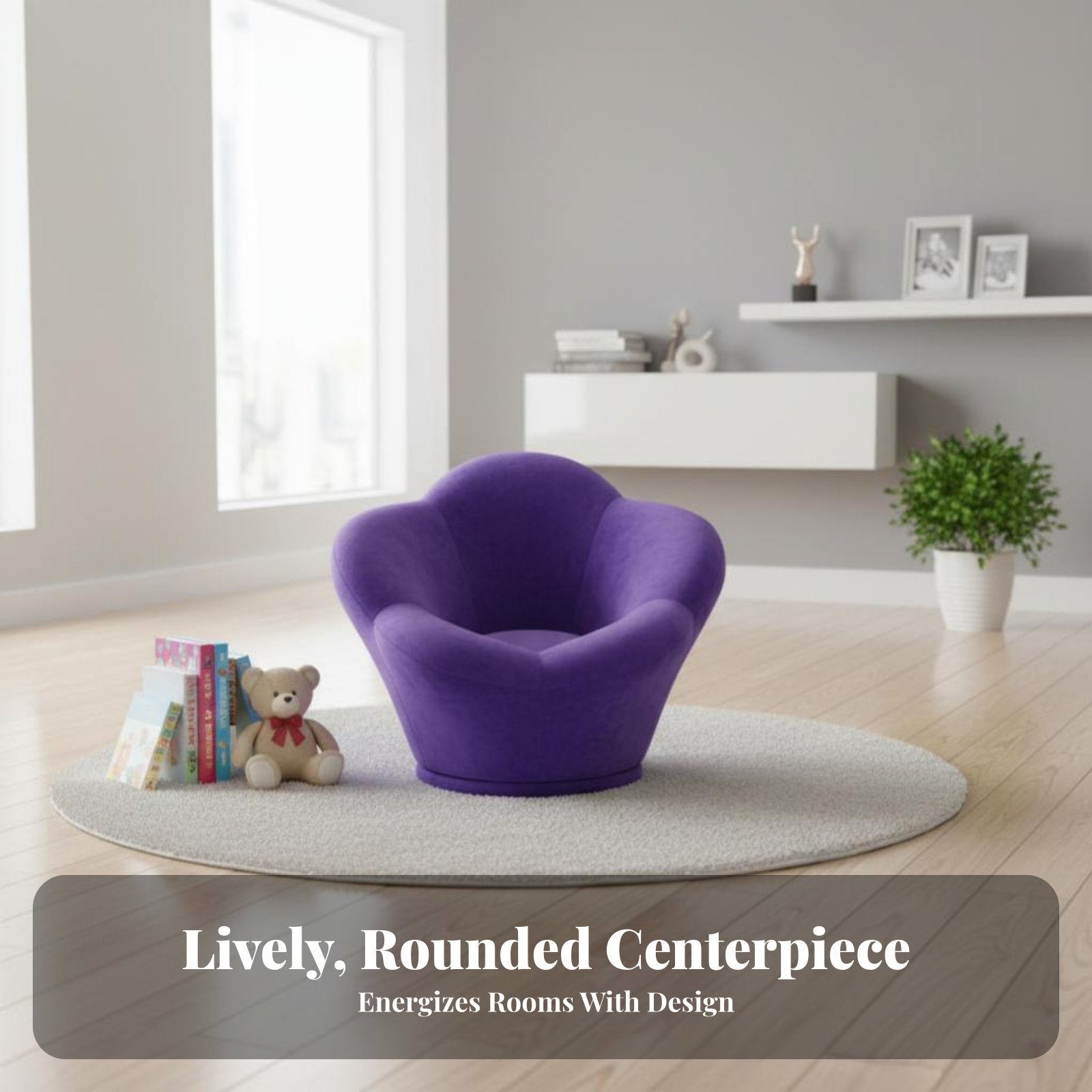 Flower-Shaped Seat leaf-shaped Backrest Plush Single-Person Chair Princess aesthetic No Assembly Required for children, Teens