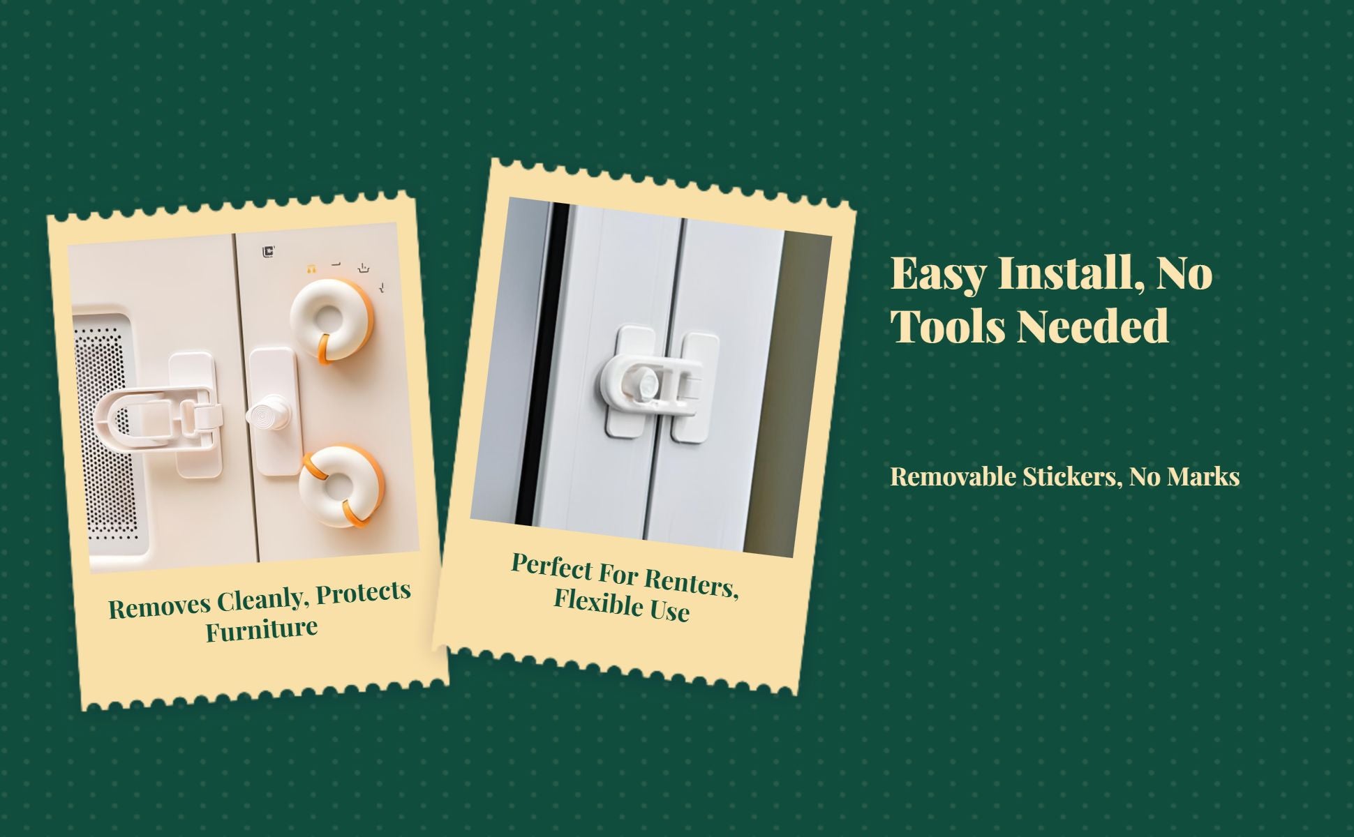 Infant Security Lock, Infant protected Cabinet Latch, Easy Installation, Drawer, Refrigerator, Door, Alabaster