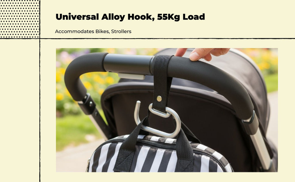 Non-slip stroller hook organizer