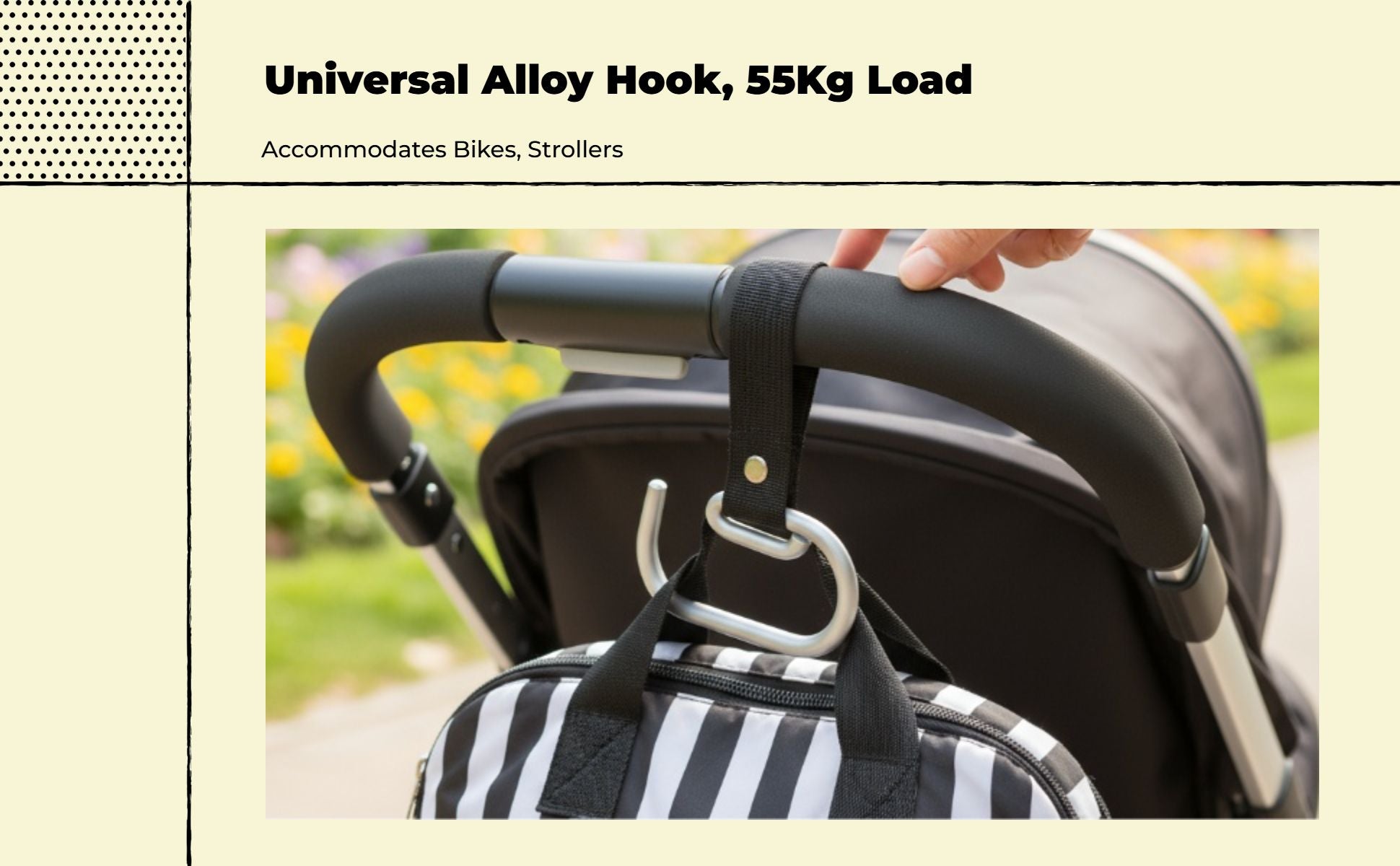 Non-slip stroller hook organizer