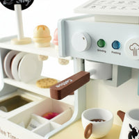 Children's Coffee and Imaginative Confections Food Set Complete Accessory Kit Wooden Coffee Maker Toy Set Realistic Sounds