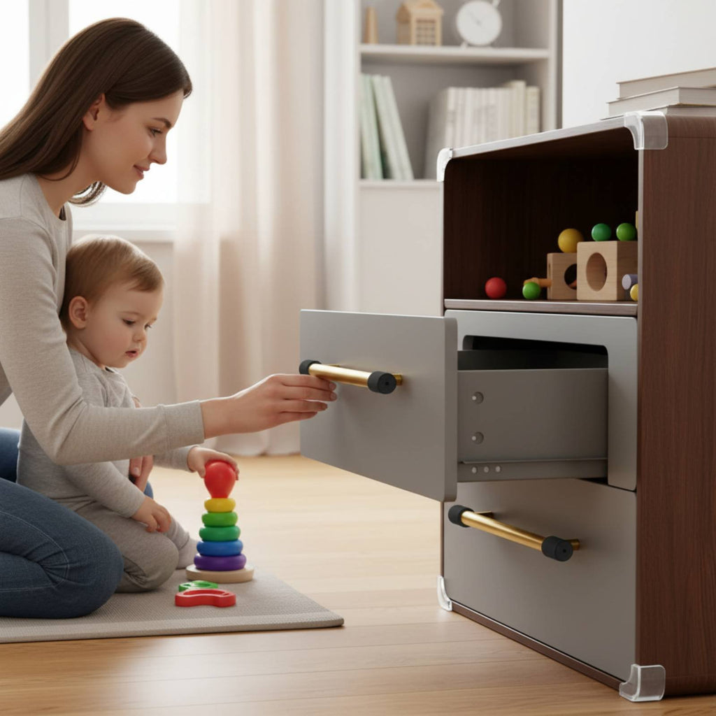 12 Pieces Cabinet Handle Guard Flexible Silicone Corner Protector Easy Installation Drawer Pull End Cap for Young Children, Parents