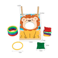 Wooden Hoop Toss Game Cartoon Print Child Play Kit Family Fun for Birthday Party