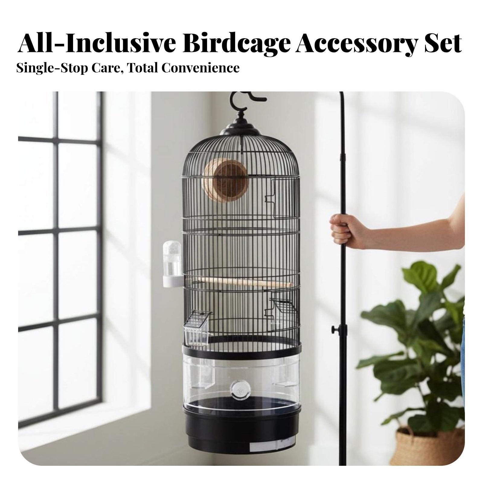 Hanging Round Bird Enclosure Splash-Proof Feeder Hanging Bird Enclosure
