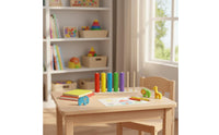 Educational Counting Frame Early Learning Wooden Disc Stacker Hand-Eye Coordination Rainbow Stacking Rings for Young Children, Children Aged 3++