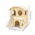 Double-Decker Hamster House Multi-Functional Stairs Wooden Pet Hut Natural Wood