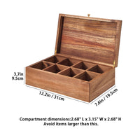 Wooden Tea Pouch Box Attractive Lid Lidded Compartment Organizer Countertop