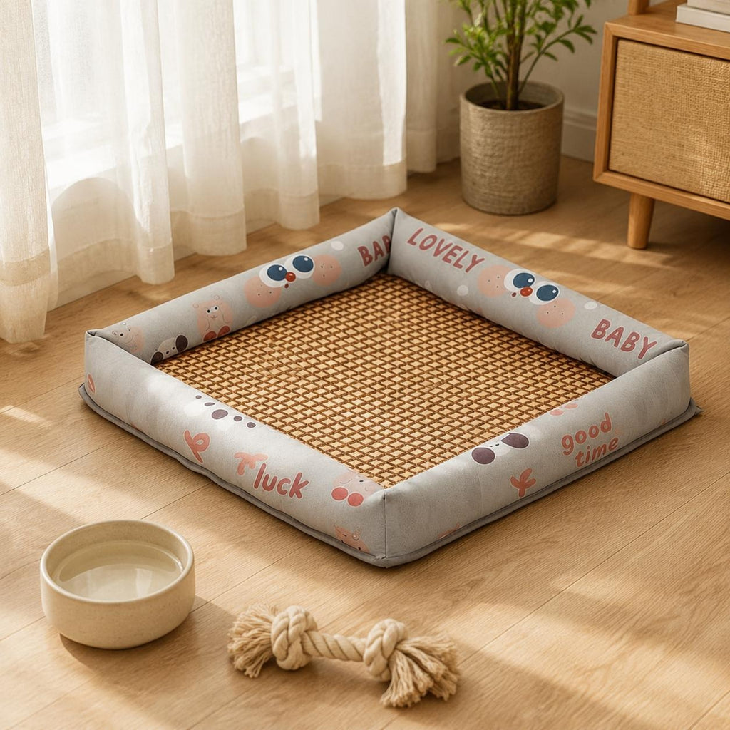 Summer Pet Mat Soft Cooling Dog Bed Mat Ice Silk Cooling Pad Safe Material Woven Pet Sleeping Pad Portable for Small Dogs