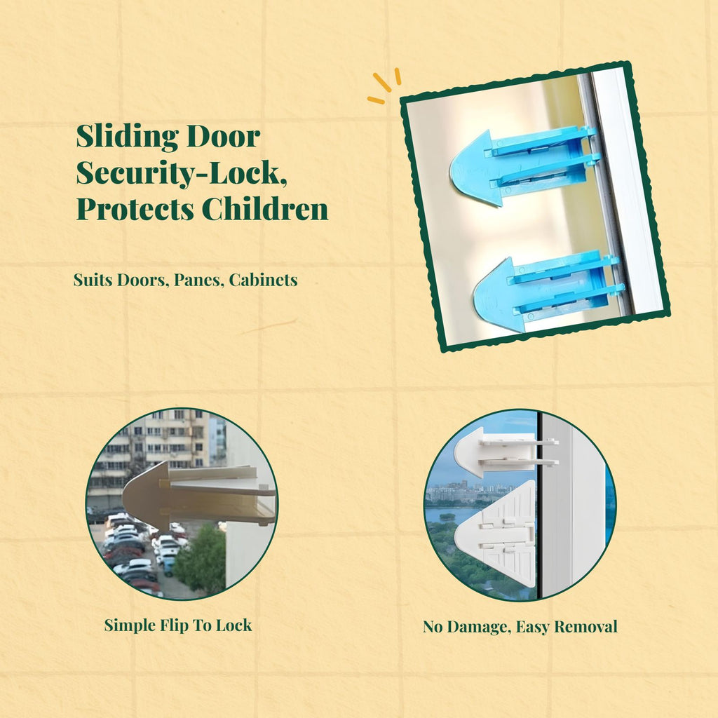 Kid Protection Sliding Pane Lock, Adjustable, No Tools Required, Multi-Purpose Cabinet Drawer Door Latch, Infant Protection Lock for Home, Kitchen, Bedroom