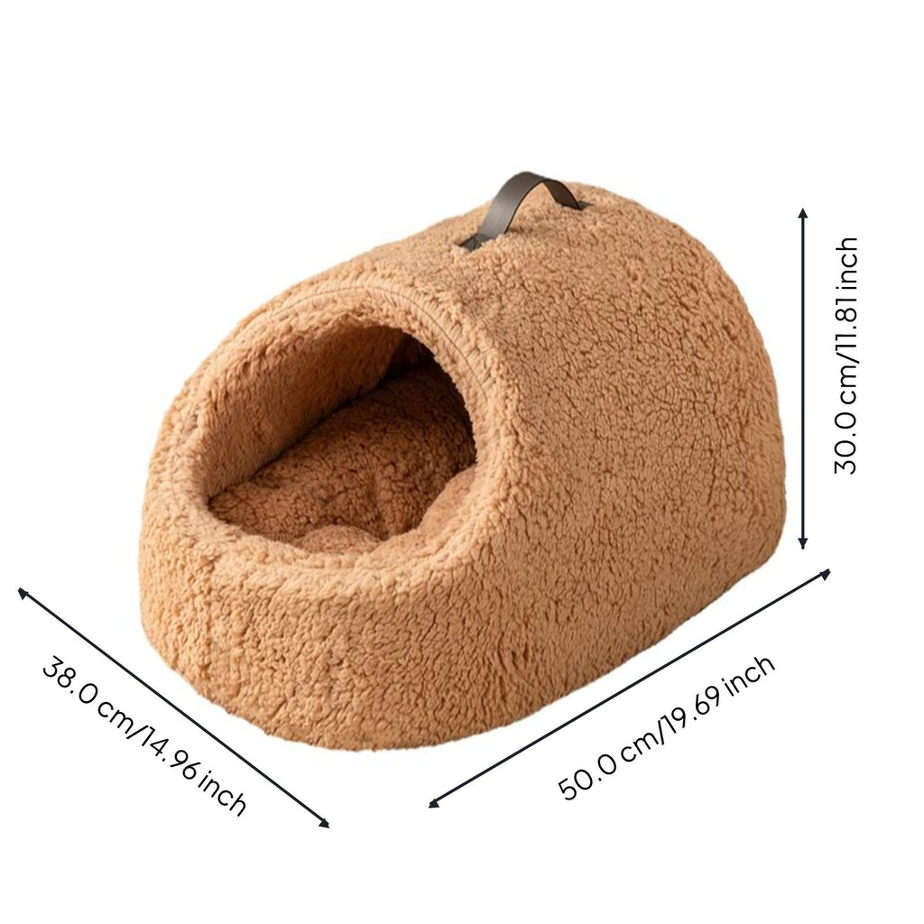 Lamb Fleece Cat House, Semi-Enclosed Pet Bed, Indoor Warm
