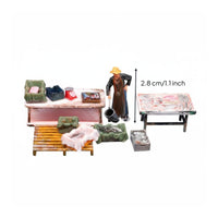 Seafood Seller Figurine Scene Display Market Stall Model Realistic