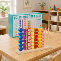 42 Pieces Wooden Fruit Loop Toss Game Color Recognition for Home, Kids 3+