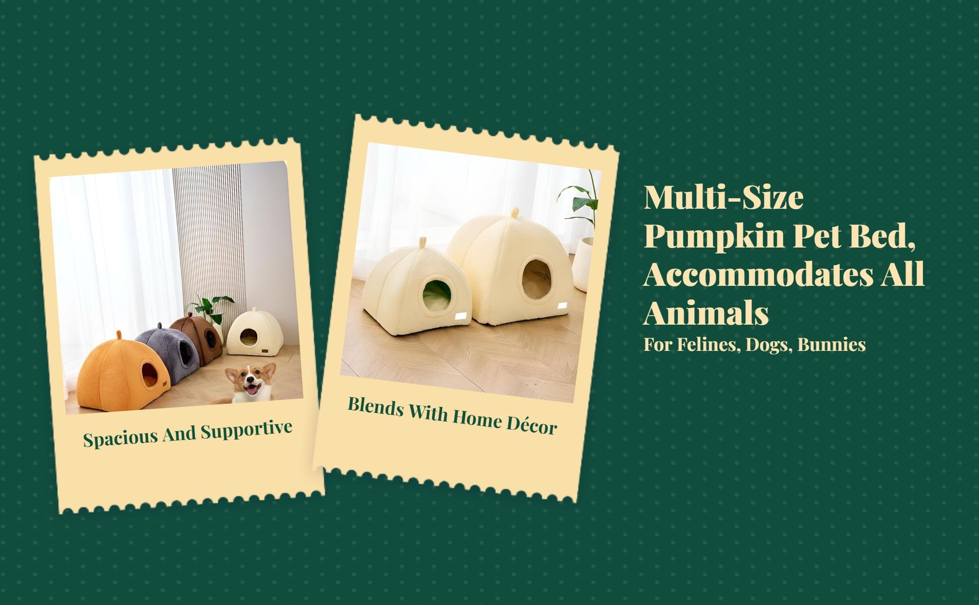 Pumpkin Cat Bed, Enclosed Calming Den for Small Pets