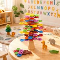Wooden Tree Stacker Spiral Pattern Wooden Stacking Tree Balance Play