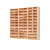 Toy Car Display Rack Natural Wood Partitioned Wooden Cabinet Large Capacity