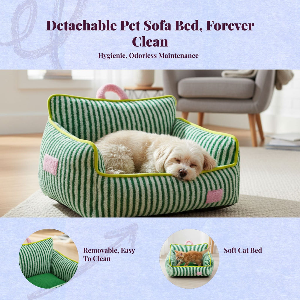 Warm Dog Bed, Removable Pad, Calming Pet Sofa