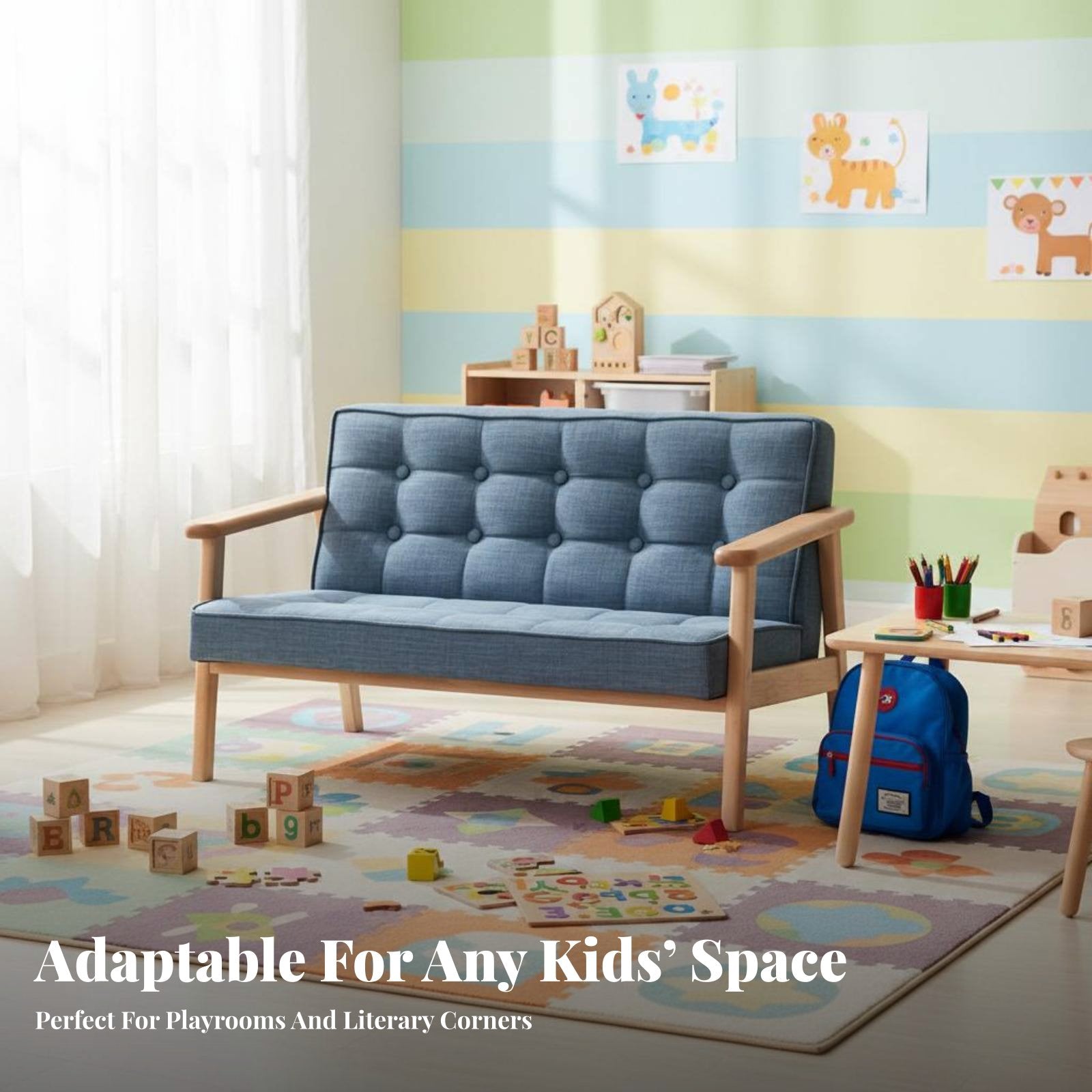 Padded Toddler Chair Solid Wood Frame childs' Sofa Soft and Comfortable