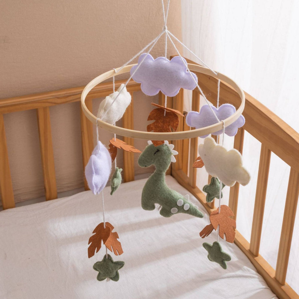 Handmade Textile Crib Mobile Visual Tracking Dinosaur Crib Mobile Child-Centered