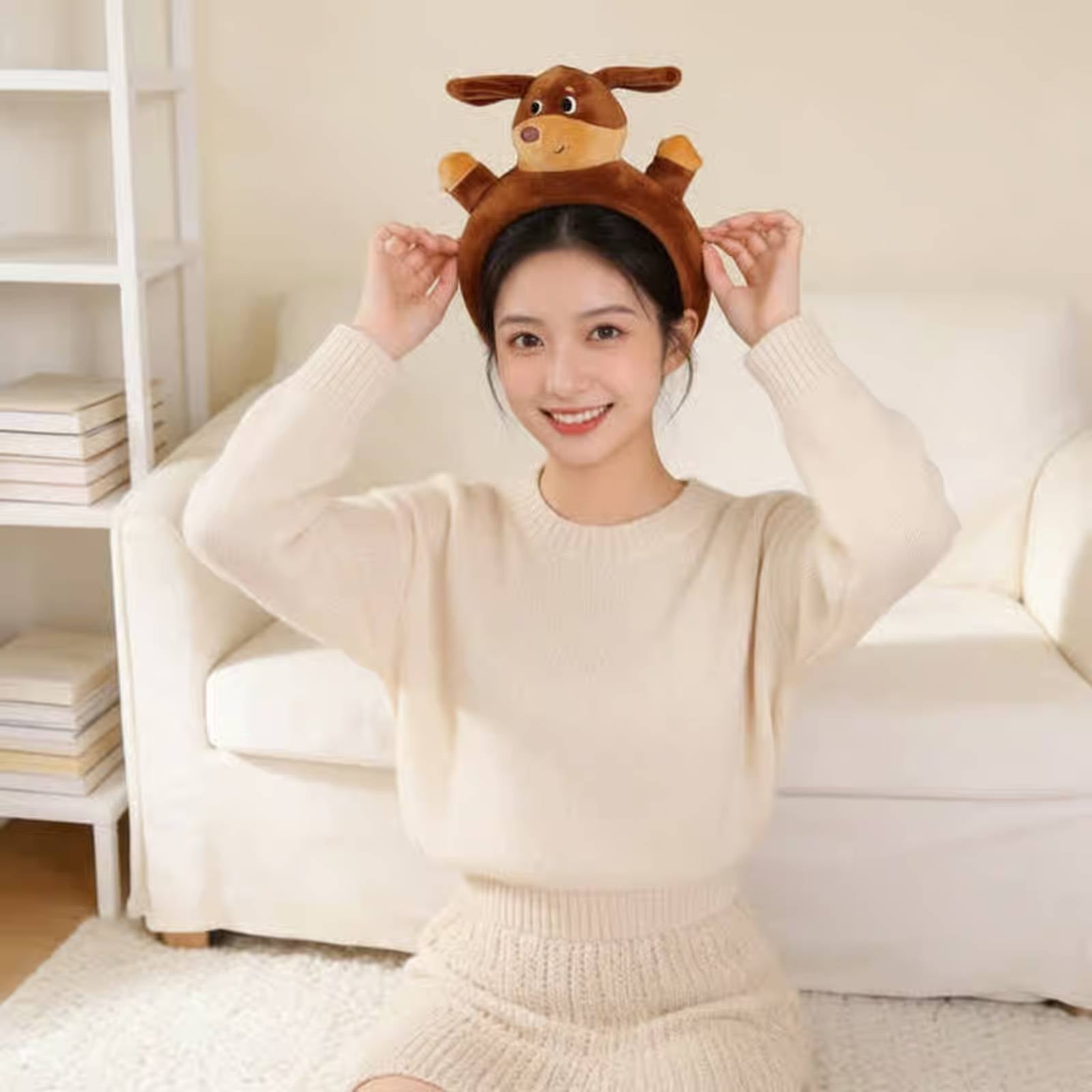 Soft Fabric Dog Headband Stage Performance Costume Item Halloween for Party