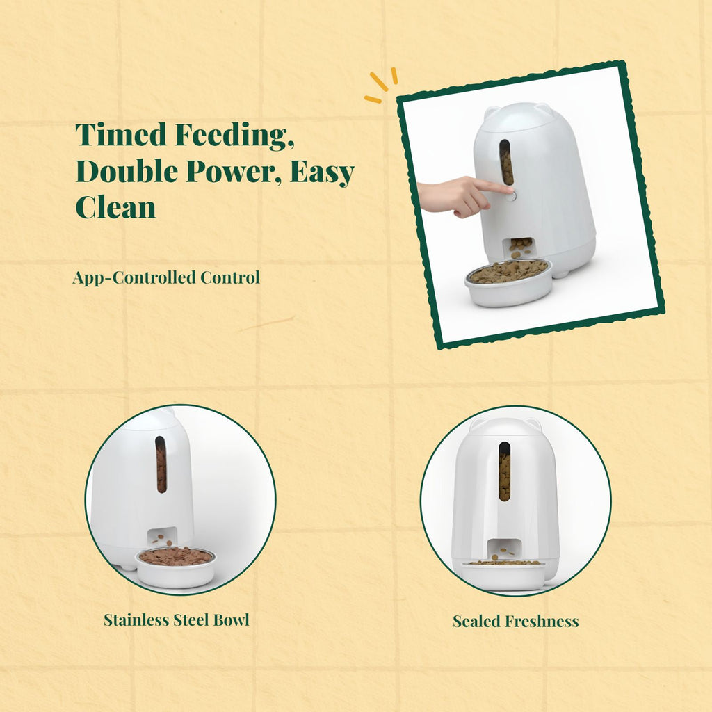 Programmable cat feeder with app control.