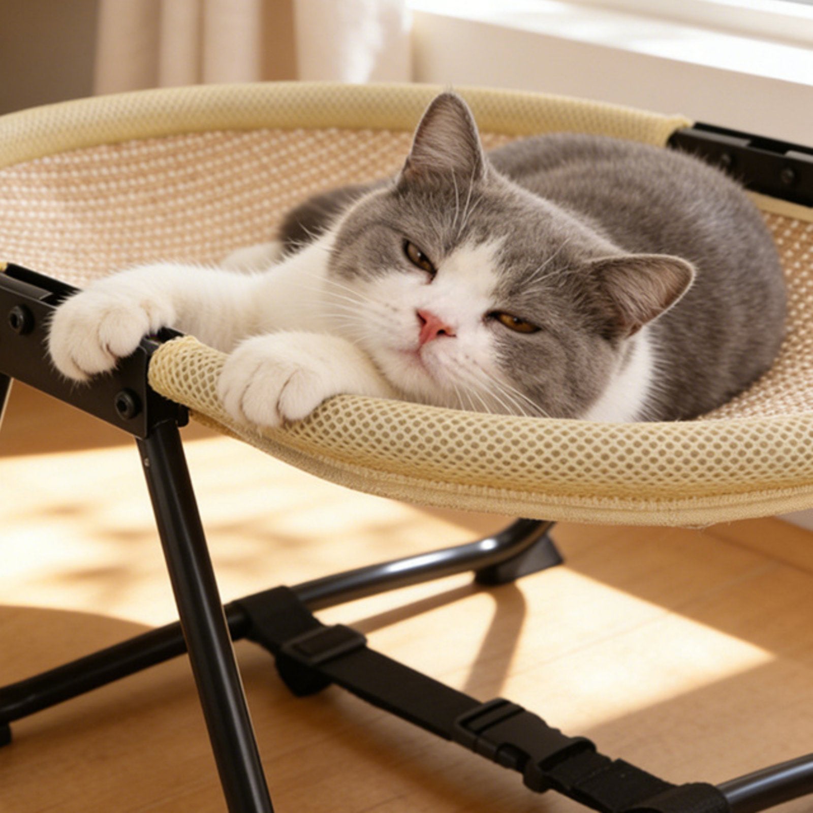 Elevated Mesh Pet Bed Cooling Feline Hammock Bed Easy to Clean for Cats