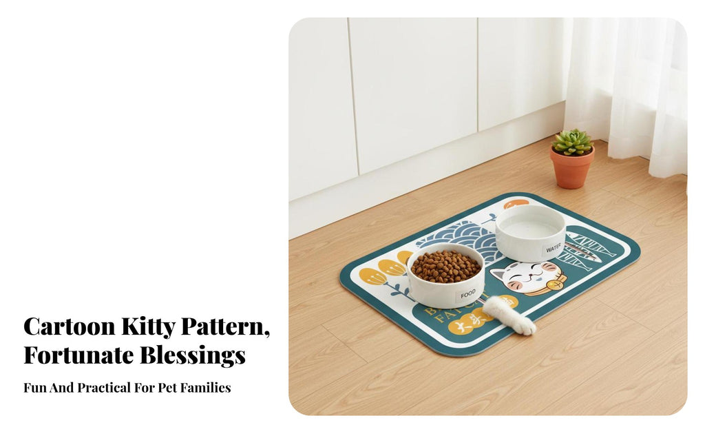 CumulusShaped Bowl mat Non-Sraised border Feeding Mat leak-resistant for Indoor, Kitchen