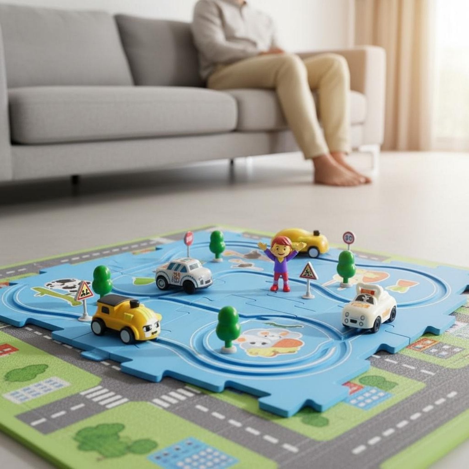 Electric Car Track Playset ABS Material DIY Race Track Assembly Set for Boys