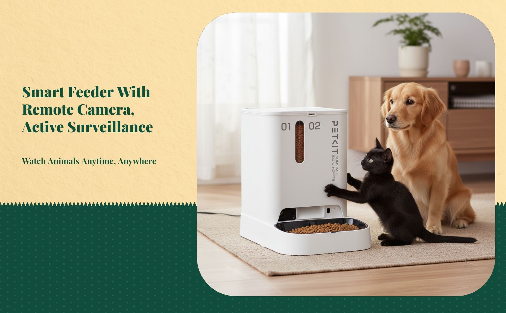 Smart Automatic Pet Feeder with Camera, Large Capacity