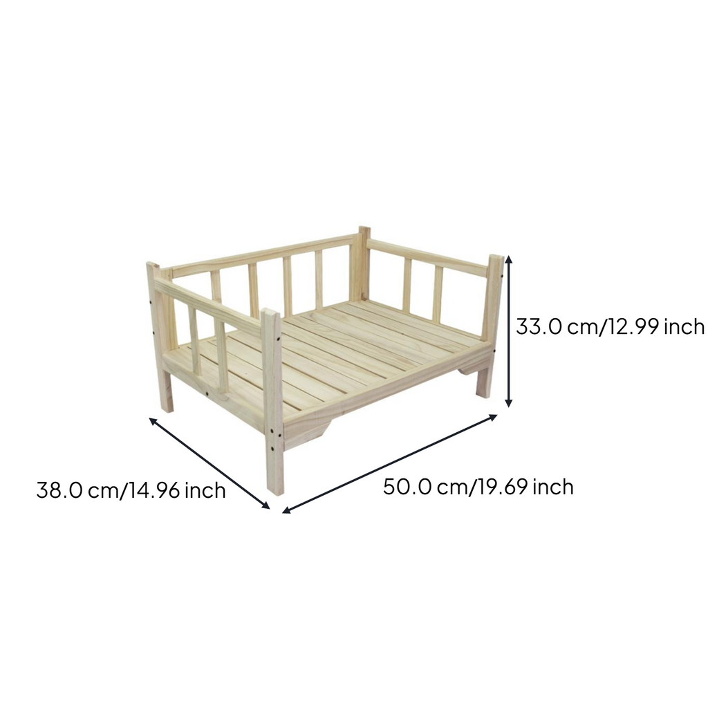 Hardwood pet bed with padded cover