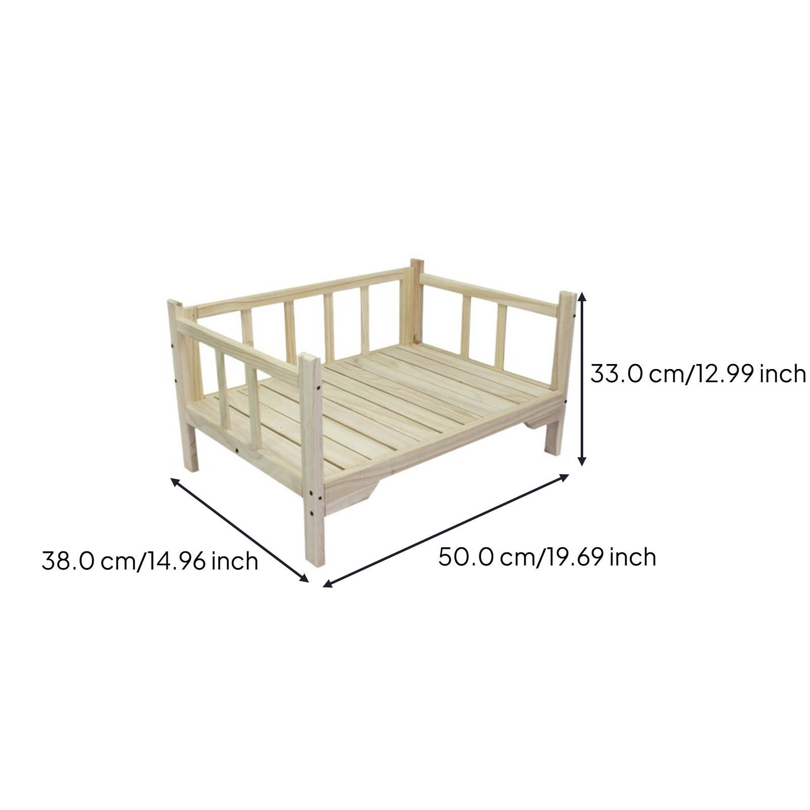 Hardwood pet bed with padded cover
