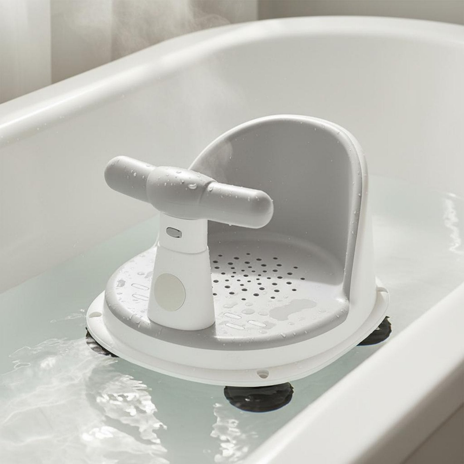 Temperature Sensing Bath Stool Drainage Holes Infant Bathtub Circle for Infants