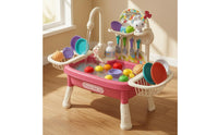 Storage and Drying Area Electric Water Play Sink Included Accessories Running Water Sink Toy Curved Faucet
