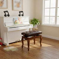 Adjustable Piano Bench Solid Wood Frame Padded Keyboard Chair Heavy-Duty
