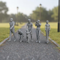 5 Pieces HO Scale People Assorted Poses 1:87 Figurines Painted Resin