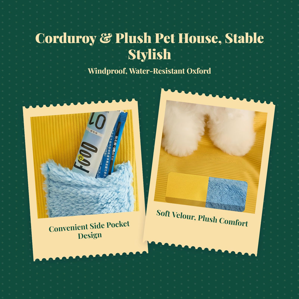 All-Season Pet Bed, Semi-Enclosed Cat House, Removable Pad