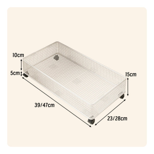 Under Sofa Storage Bin Lockable Wheels Drawer Design Storage Basket Mesh Design