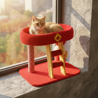 Cat Climbing Structure with Ladder Four-Season Pet Mat Activity Center Stable Construction Animal Furniture for Small Apartment